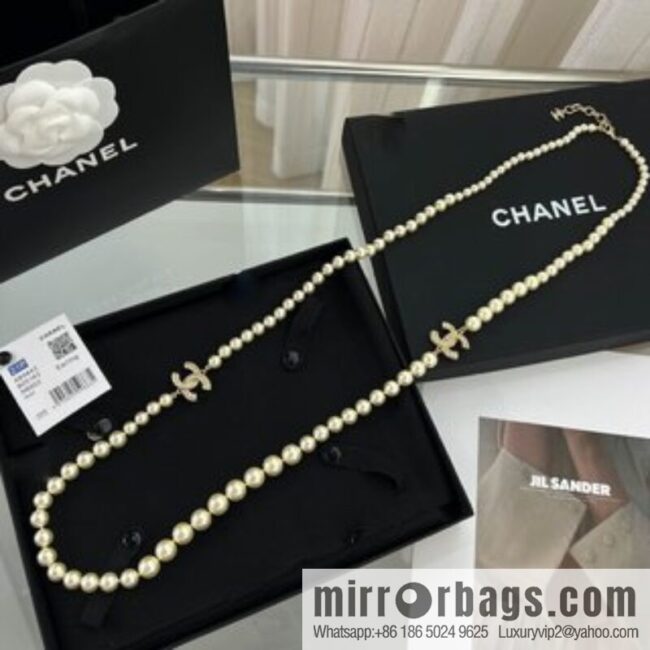 New ☑️ Chanel double c pearl sweater chain necklace