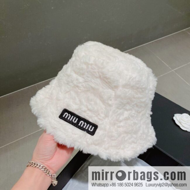 Miumiu 2022 autumn and winter new rabbit fur bucket hat