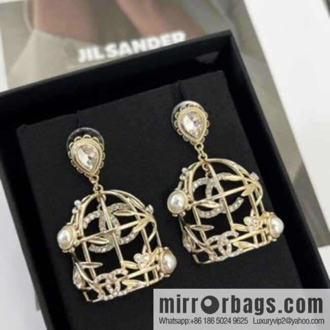 New ☑️ Chanel double c birdcage stud earrings