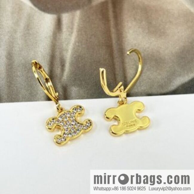 New Celine full diamond Arc de Triomphe earrings necklace