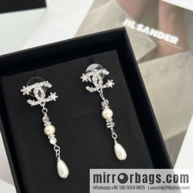 New ☑️ Chanel double c star pearl stud earrings
