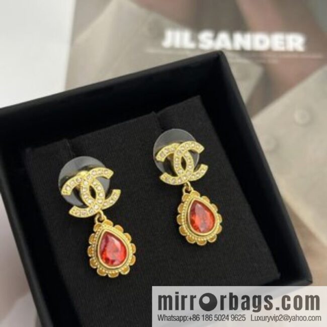 New ☑️ Chanel double c water drop stud earrings
