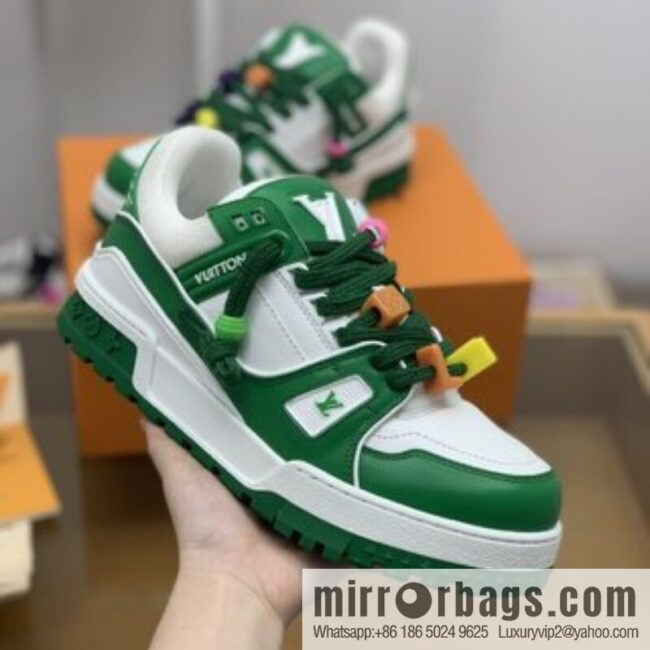 LV/Louis Vuitton features exclusive custom top calfskin donkey trainer His & Hers sports running shoes