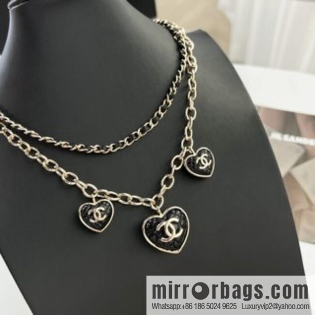New ☑️ Chanel double c double layer peach heart love necklace
