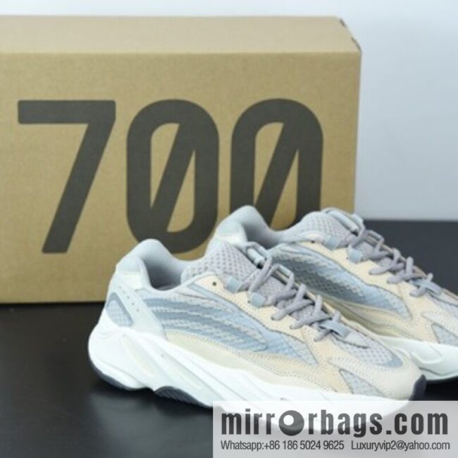 L00J6 Top Version AD Adi YEEZY Coconut 700V2 \"Cream\" Brown White Grey, Cream GY7924 Kanye Coconut 3M Reflective Vintage Daddy Shoes