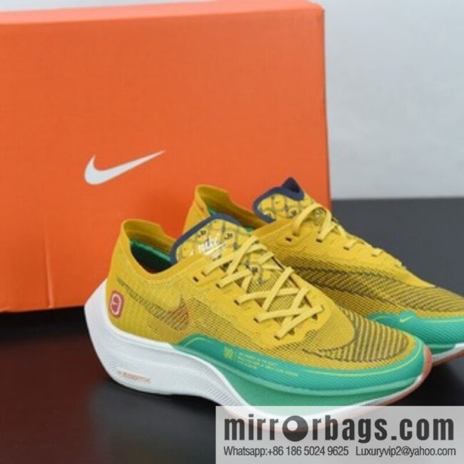 Nk ZoomX Vaporfly NEXT% 2 marathon knit breathable sports shoes, yellow-green, item number: DJ5182 -700