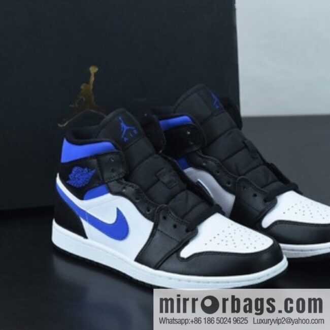 Air Jordan 1 Mid \"White Royal\" Royal Blue AJ1 Joe 1 medium culture basketball shoes, item number: 554724 140