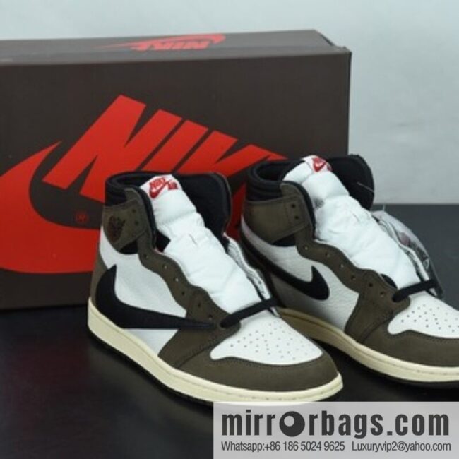 Travis Scott x Air Jordan 1 YY Retro High OG \"Cuctus Jack\" AJ1 Joe 1 Reverse Hook Barb High-Top Item Number: CD4487-100