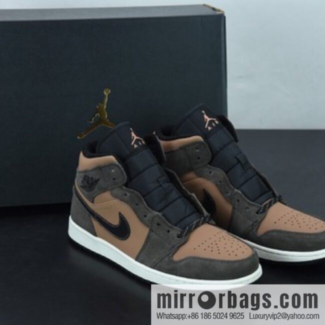 Air Jordan 1 Mid AJ1 Joe 1 chocolate brown Chinese culture basketball shoes, item number: DC7294-200