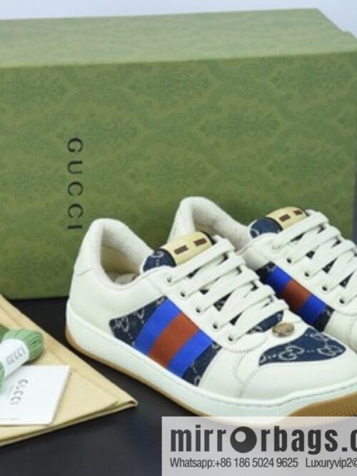 Gucci Gucci small dirty shoes series, pure original green box Distressed Screener sneakers classic prototype Vintage versatile old small dirty board shoes
