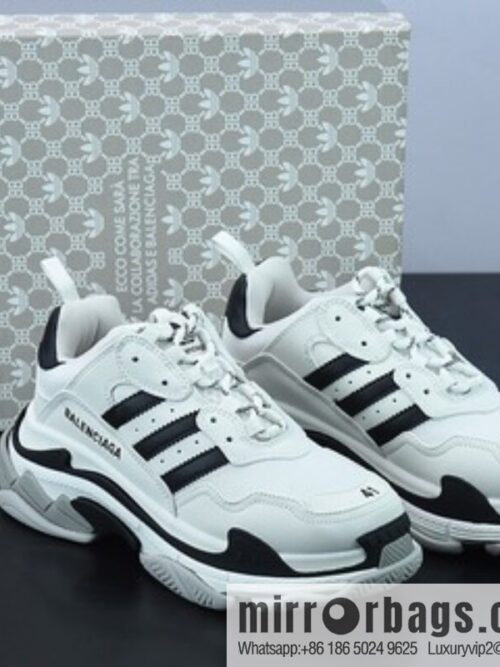 Adidas x Balenciaga Triple S Clear SoleSneaker \"White/Black\" Fashion Vintage Thickened Versatile Casual Sports Grandpa Sneakers 5504328000