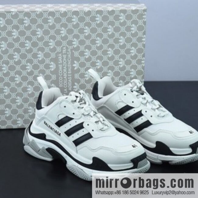 Adidas x Balenciaga Triple S Clear SoleSneaker \"White/Black\" Fashion Vintage Thickened Versatile Casual Sports Grandpa Sneakers 5504328000