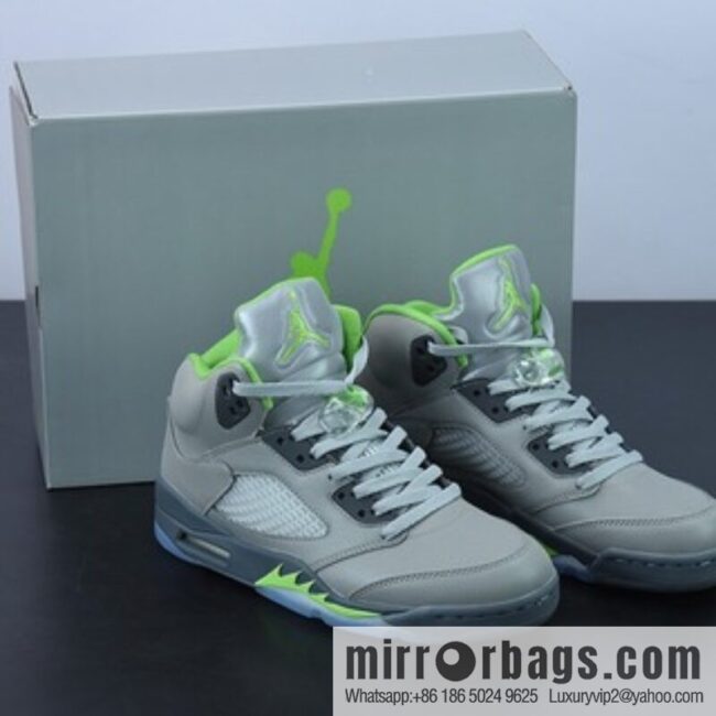 Air Jordan 5 \"Green Bean\" AJ5 Mung Bean reflective gray-green mid-top cultural basketball shoes, item number: DM9014-003