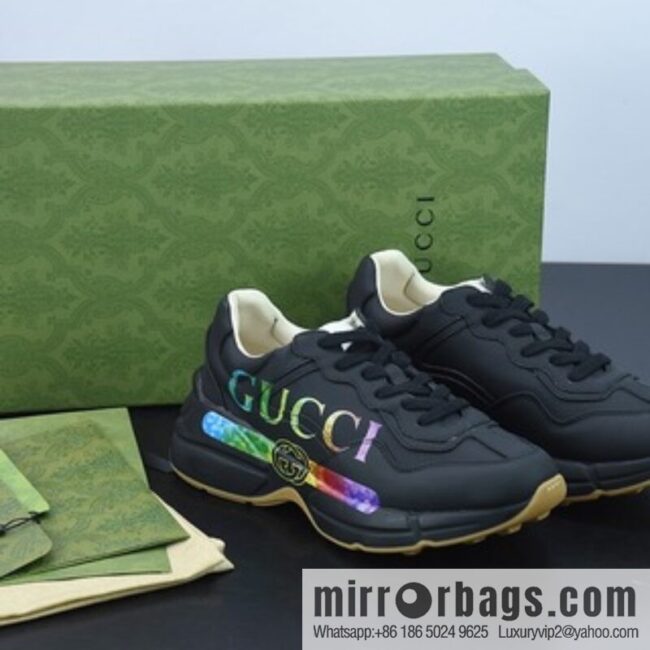 Gucci Rhyton Vintage Trainer Sneaker Gucci Daddy 5D leather (fabric) horned Vintage jogging shoes