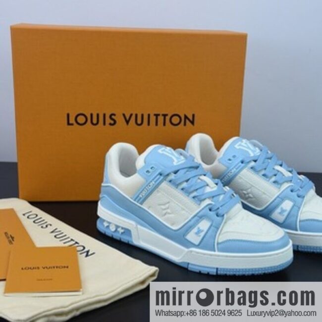 D05G7 top pure original Louis vuitton Louis Vuitton Trainer Louis Vuitton sneakers new color scheme LV white blue