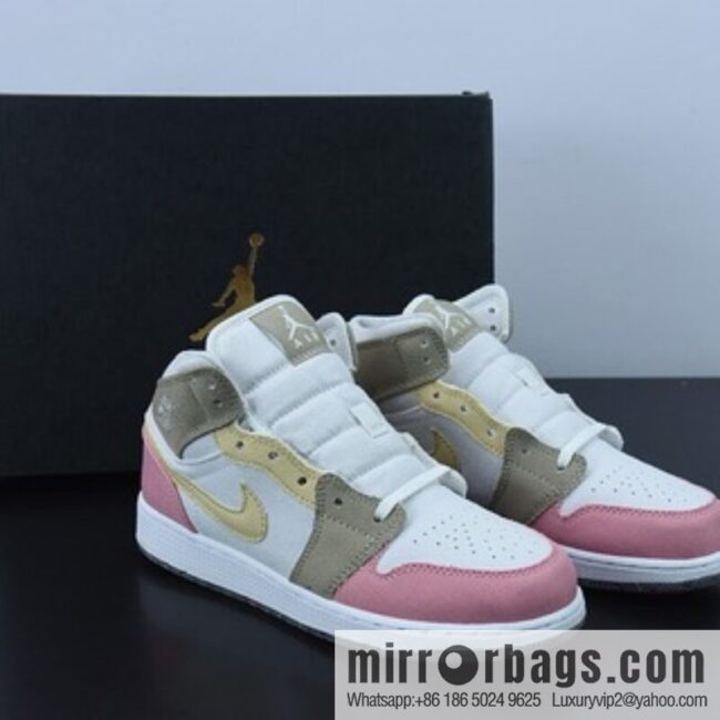 Air Jordan AJ1 Mid Help, Pink White Brown, Item Number: DJ0338-100