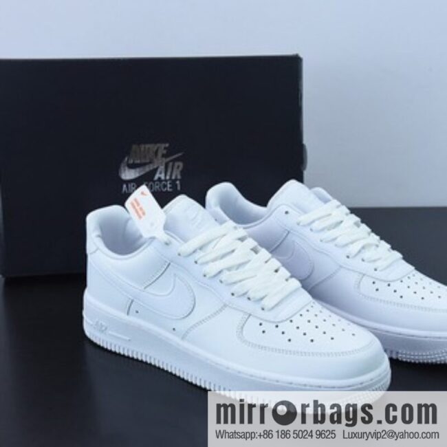 Nk Air Force 1 \'07 Low \"Fresh\" Air Force No. 1 Full Leather Pure White Low Top Casual Board Shoes, Item Number: DM0211-100