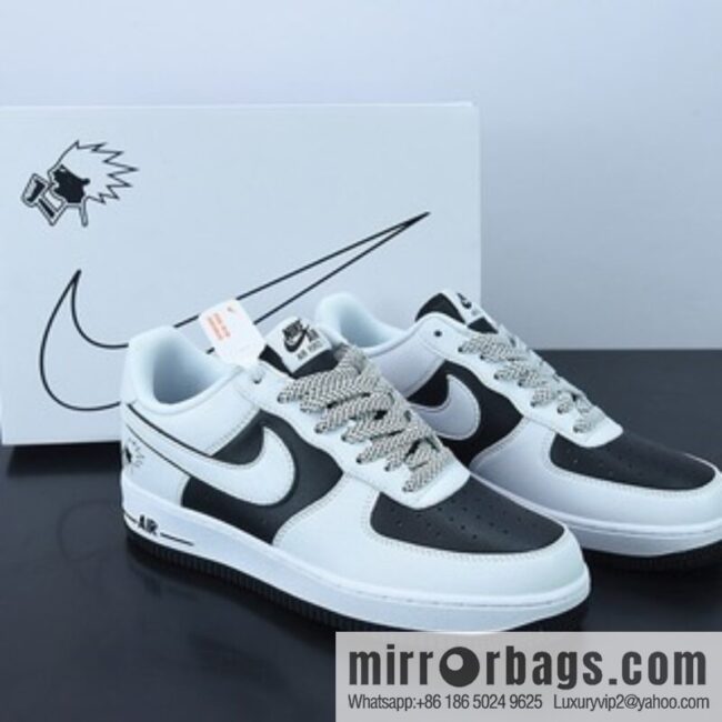 Nike Air Force 1 07 Low \"HEYTEA\" Air Force One low leather (fabric) white and black fried hair HEYTEA low-top sports running shoes item number: K08969-756