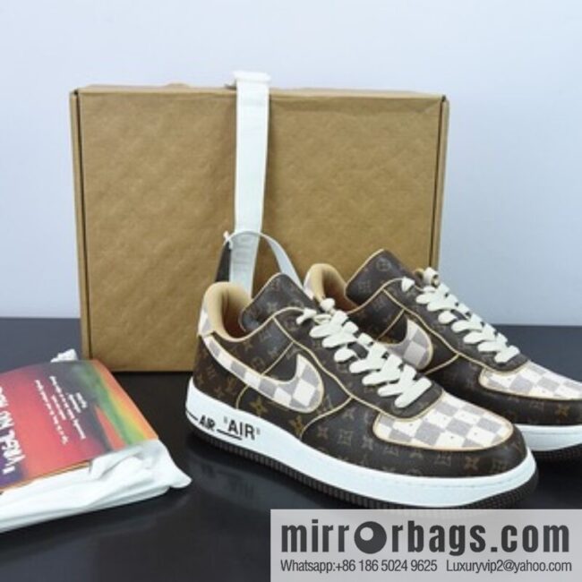 Purchasing grade LVx Nk Air Force 1 Low Louis Vuitton donkey brand LV joint name, Air Force One, leisure sports shoes