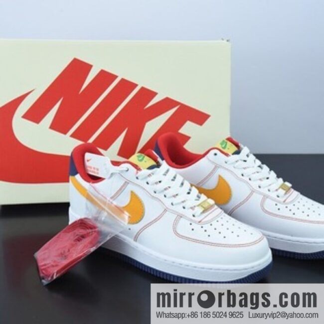 Nk Air Force 1 \'07 Low \"leather (fabric) white orange hook, Air Force No. 1 low-top casual board shoes, item number: AF1234-010