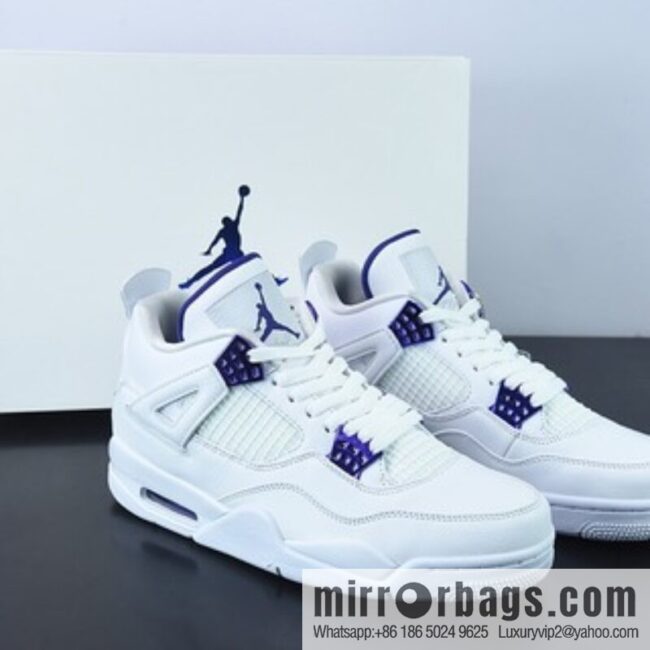 Air Jordan 4 \"Purple Metallic\" AJ4 white purple men\'s sports basketball shoes, item number: CT8527-115