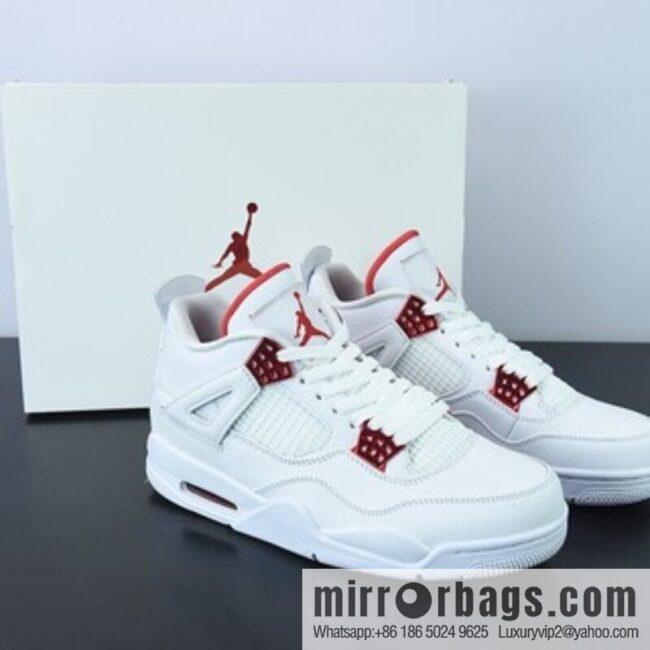Air Jordan 4 \"White University Red\" AJ4 white and red sneakers Part Number: CT8527-112