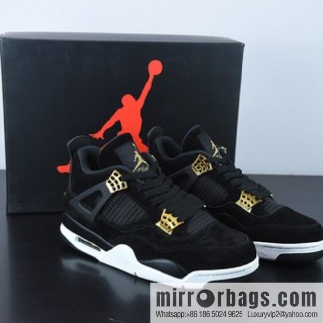 D0F1S5 pure original Air Jordan 4 Retro RoyaltyAJ4 luxury, black gold men\'s sneakers item number: 308497 032