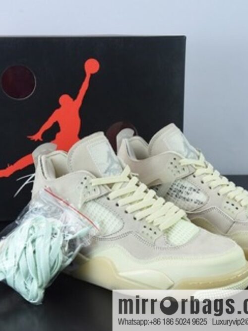 Off-White ™ x Air Jordan AJ4 Retro \"Cream/Sail\" \"OW joint white sail\" sneakers Item number: CV9388-100