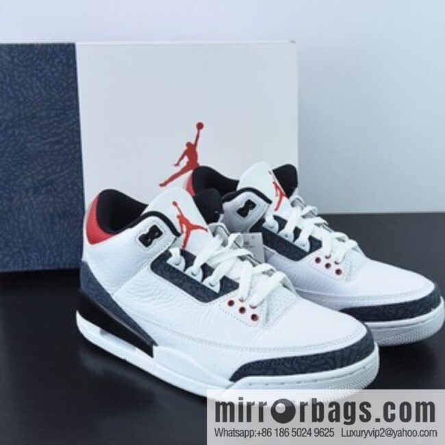 Air Jordan 3 SE-T Denim Fire Red AJ3 Flame Red, Japanese men\'s sneakers