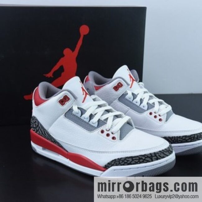 Air Jordan 3 Retro white and red first year re-engraved, new white and red men\'s sneakers DN3707-160