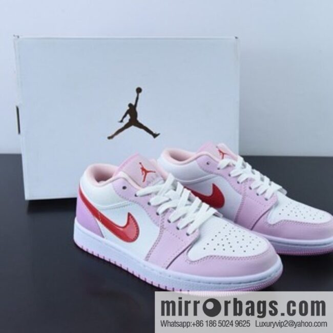 NK Air Jordan1 Low AJ1 Jordan generation low-top white pink hook women\'s low-top board shoes, item number: DR0758-170