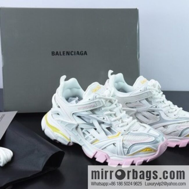 Balenciaga/Balenciaga Balenciaga 4.0 Daddy Shoes, White Pink Yellow Item Number: 568615W3AE27745