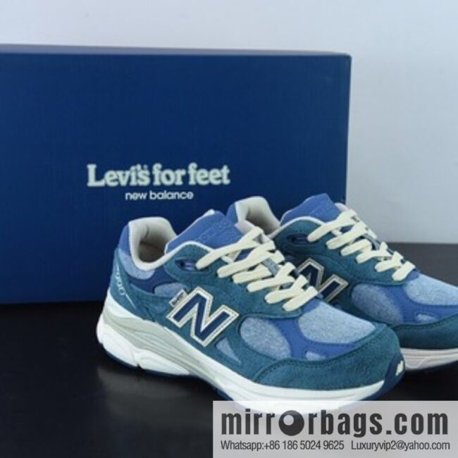 NB New Balance Made in USA M990V3 Third Generation Series Low Top American Pedigree Classic Vintage Leisure Sports Levi\'s Blue Denim M990LI3