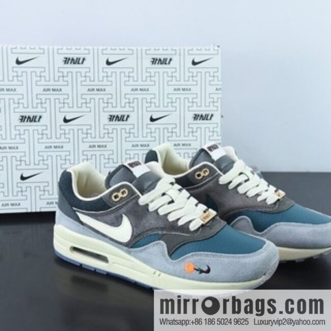 KASINA x Air Max 1 🥰 Won-Ang Grey \"Original Vintage air unit versatile casual sports jogging shoes\" gray and blue mandarin duck \"item number: DQ8475 001