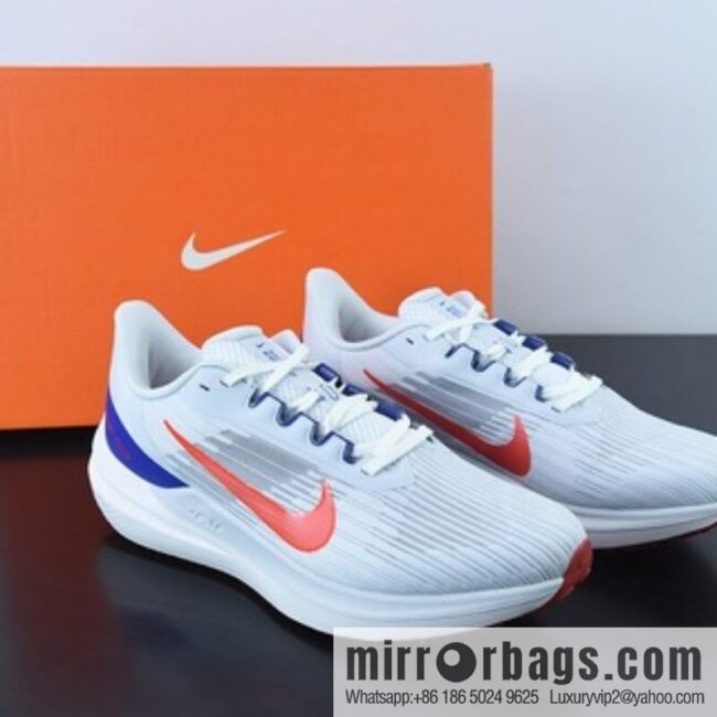 NK Zoom Winflo 9 W9 Ultra Light Mesh Running Shoes, White Blue Orange, Item Number: DD6203-006