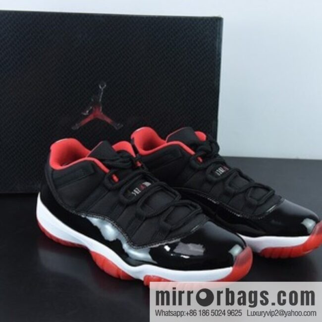 Air Jordan 11 Retro Low AJ11 Black and Red Men\'s Sneakers Part Number: 528895-012