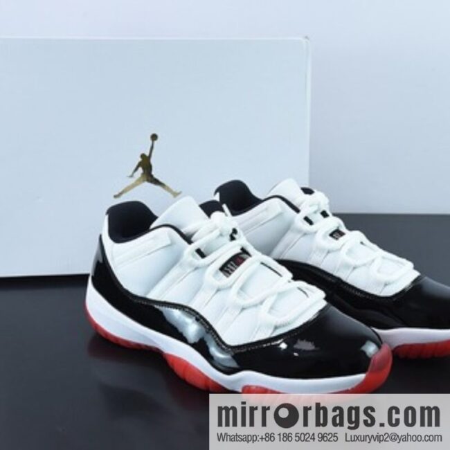Air Jordan 11 \"Concord Bred\" AJ11 Joe 11 Low Top, Kangkou Black and Red Item Number: AV2187-160
