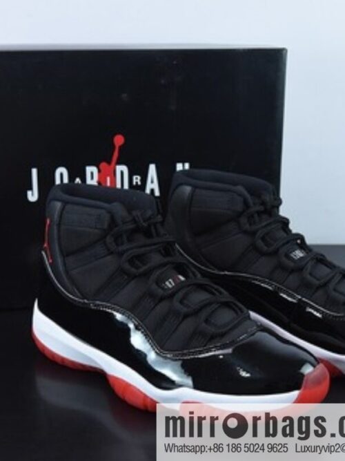 Air Jordan 11 Bred high-top men\'s basketball shoes, black and red, item number: 378037 061