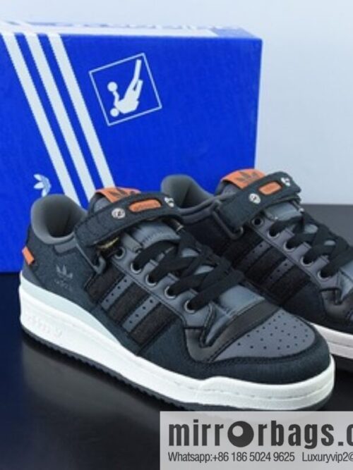 o_1gbf1ek59isnb4i1hlj1l1o14doc7-800x800ue2u3ylshxl67317_20250719021841.jpg Adidas Adidas Clover Originals Forum 84 Low Roman Series velcro Low Top Vintage Lace-up Versatile Casual Sports Board Shoes \"Denim Charcoal Black Grey Orange\" HQ6335