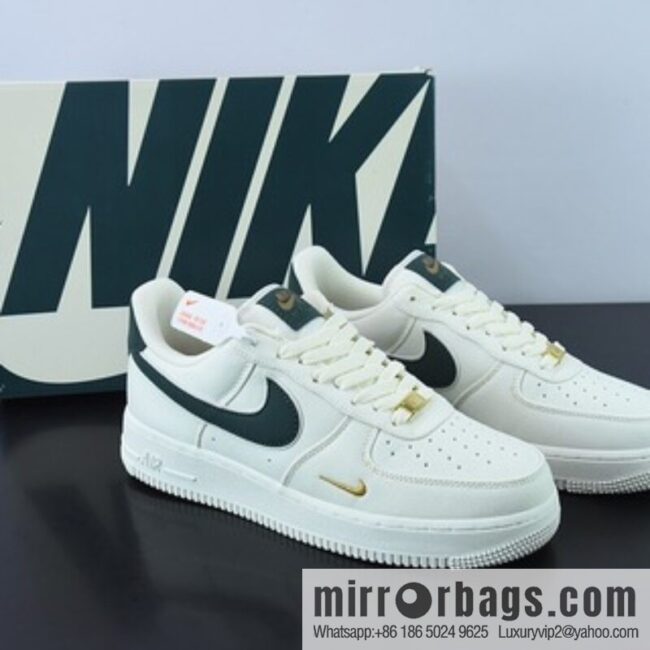 Nk Air Force 1 Low 07 canvas beige dark green gold mini double hook, Air Force One low-top board shoes Official item number: MN5696-309