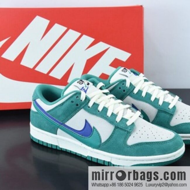 Nike SB Dunk Low SE \"85 Green Blue\" Dunk Series Low Help Leisure Sports Skateboard Shoes \"Suede Sail White Green Blue Double Hook\" Item Number: DO9457-101