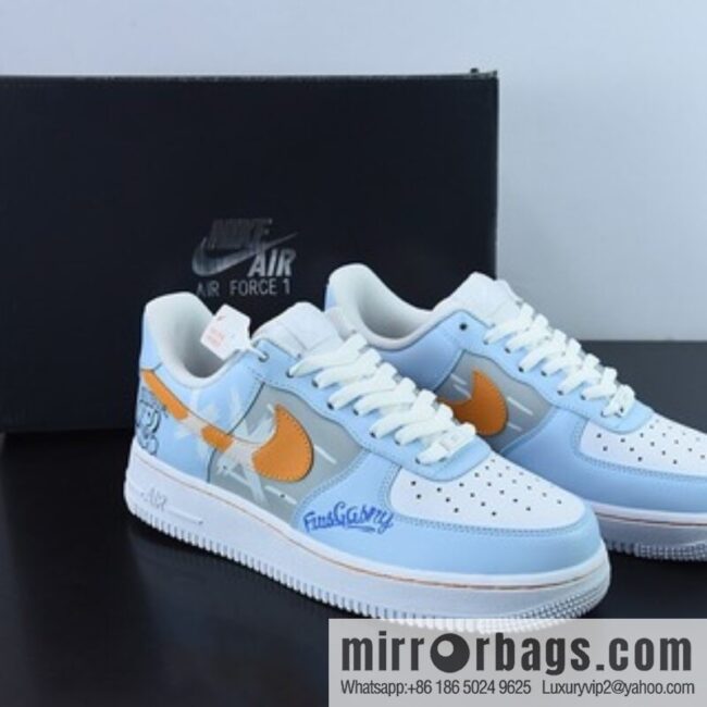 Nike Air Force 1 \'07 white and blue two-dimensional graffiti, Air Force One low-top versatile leisure sports shoes, item number: CW2288-669
