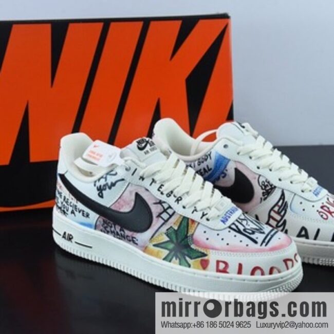 VLONE x Nike Air Force 1 joint graffiti, Air Force No. 1 low-top casual board shoes tide brand joint super limited edition EDC Edison Chen: GT6969-198