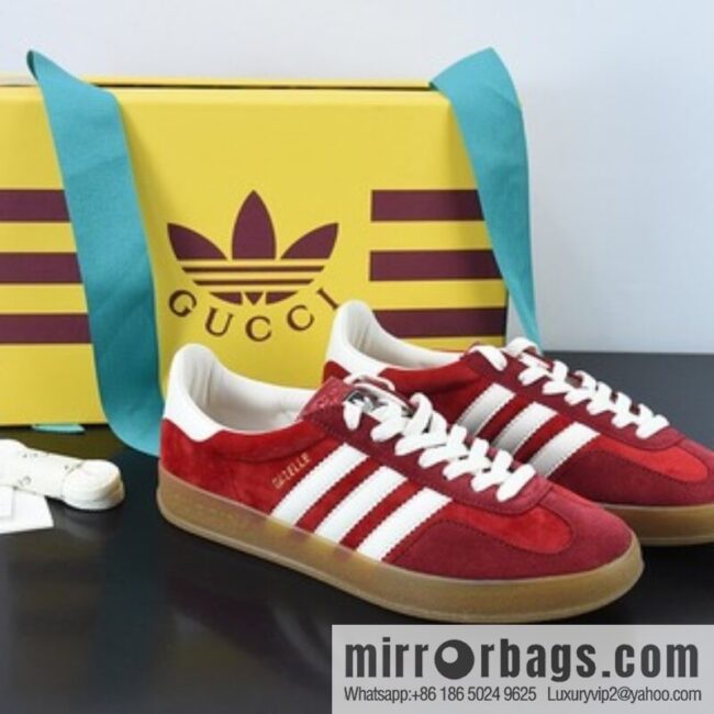 Gucci Gucci x German sports brand Adidas Originals Gazelle \"Esquisite Gucci\" Antelope collection red velvet