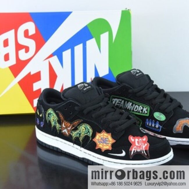 Neckface x Nike SB Dunk Low \"Halloween\" Slam Dunk Collection Low Top Casual Sports Skateboard Shoes \"Black Color Nightmare Patch\" DQ4488-001