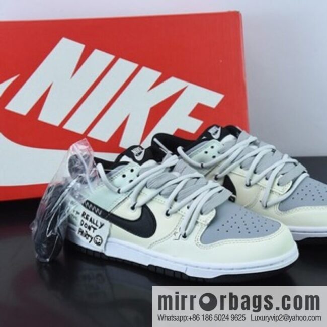 NK Dunk Low Retro deconstruction custom color scheme beige gray black smiley face low-top casual board shoes, item number: DD1391-100