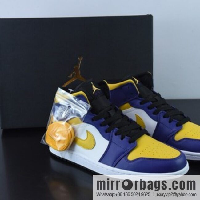 Air Jordan 1 Mid Retro \"What the\" AJ1 Jordan patchwork Blue Purple Lakers Yellow Hook Top3 \"High Top Men\'s High Top Basketball Shoes DQ8426-517