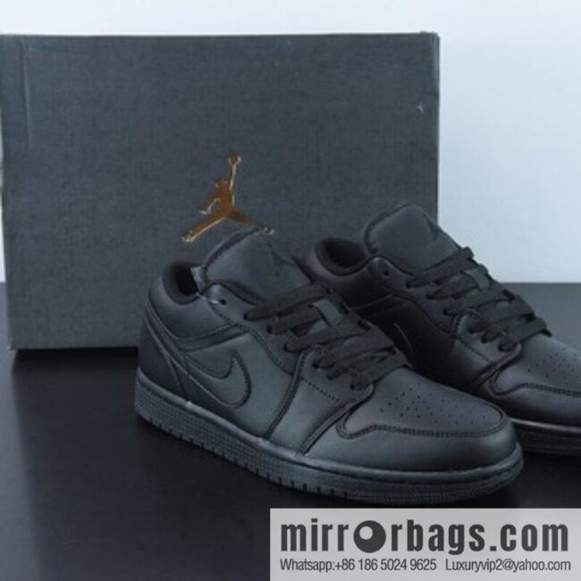 Air Jordan AJ1 Low Top Series, Pure Black, Item Number: 553558-093