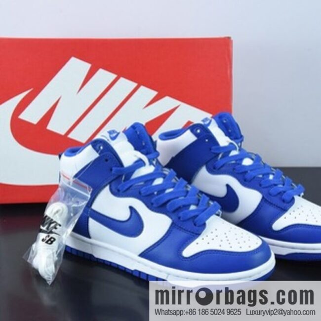 NIKE SB Dunk High \"Game Royal\" classic white and blue color scheme SB high-top board shoes, item number: DD1399-102