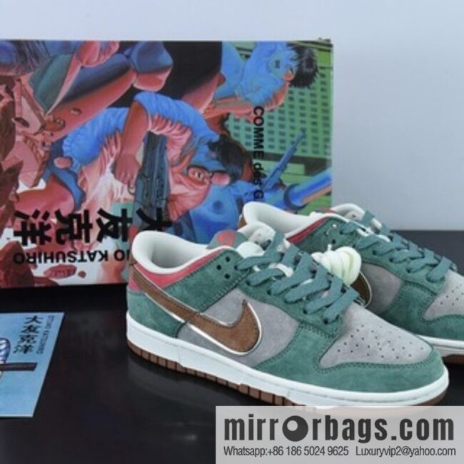 Otomo Katsuhiro x NK SB Dunk Low \"Steamboy OST\" Otomo Katsuhiro, Suede Green Grey Low Top Casual Board Shoes 1391-203